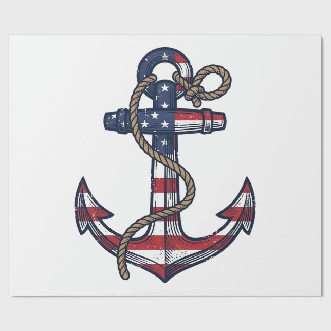Patriotisk Ankare Vintage Vektor Design_1 Presentpapper (Platt)