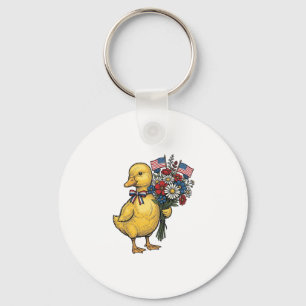 Patriotisk Ankunge Blombukett Vintage T-Shirt De Nyckelring