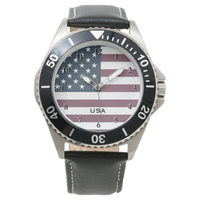 Patriotisk anpassningsbar manar watch med amerikan armbandsur (Framsida)