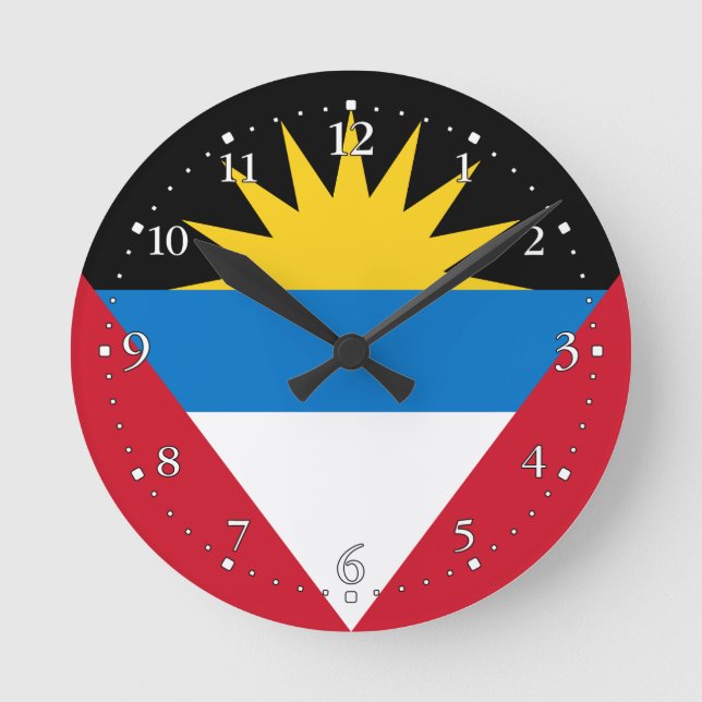 Patriotisk Antigua och Barbudaflagga Rund Klocka (Framsida)