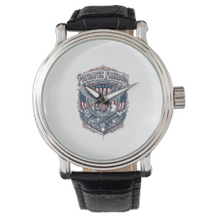 Patriotisk Antik Samlare Vektor Grafisk T-Shirt Armbandsur