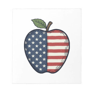 Patriotisk Apple Vintage Gravyr Vektor Design_1 Anteckningsblock