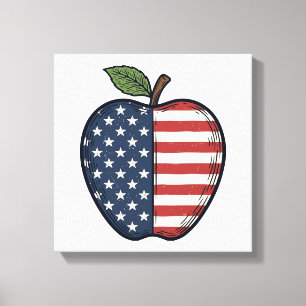 Patriotisk Apple Vintage Gravyr Vektor Design_1 Canvastryck