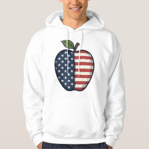 Patriotisk Apple Vintage Gravyr Vektor Design_1 Hoodie