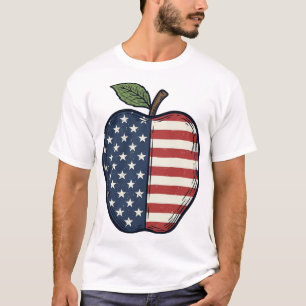 Patriotisk Apple Vintage Gravyr Vektor Design_1 T Shirt
