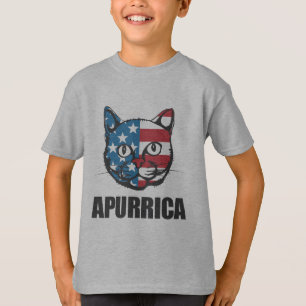 Patriotisk Apurrica amerikanska flaggankatt T-shirt