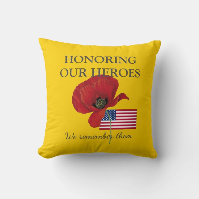 Patriotisk ÄRA VÅRA HJÄLTAR USA-flagga Kudde (Framsida)