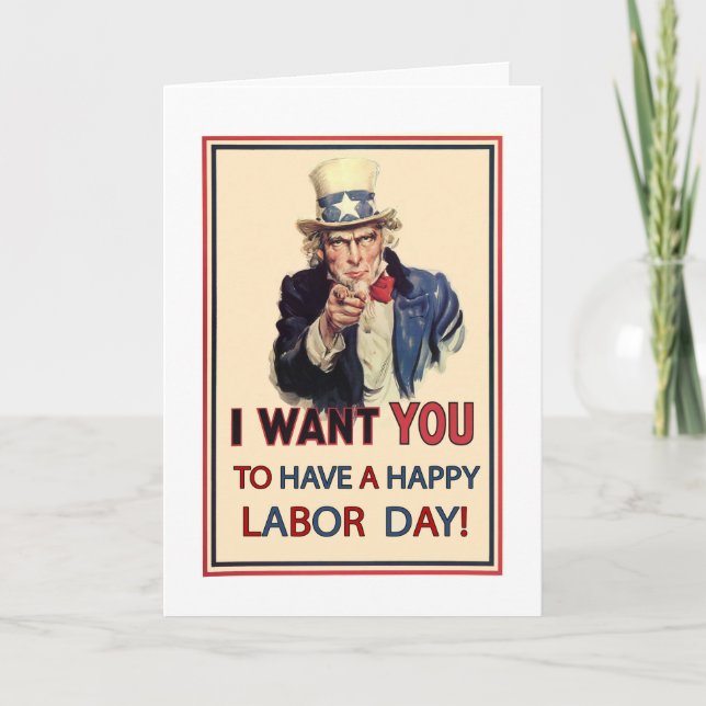 Patriotisk arbets- dag vintageUncle Sam Kort (Framsida)