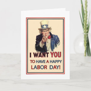 Patriotisk arbets- dag vintageUncle Sam Kort