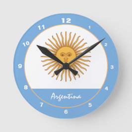 Patriotisk Argentinas Flagga och argentinska hem/d Rund Klocka