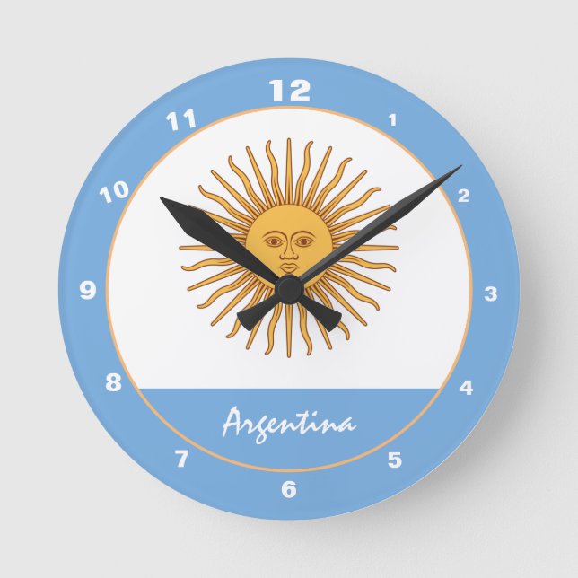 Patriotisk Argentinas Flagga och argentinska hem/d Rund Klocka (Framsida)