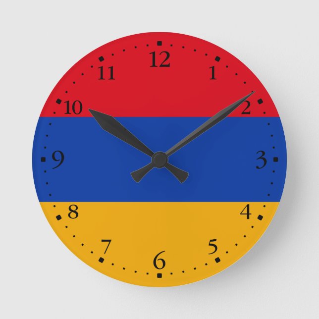 Patriotisk armenisk flagga rund klocka (Framsida)