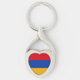 Patriotisk armenisk flagga twisted heart silverfärgad nyckelring