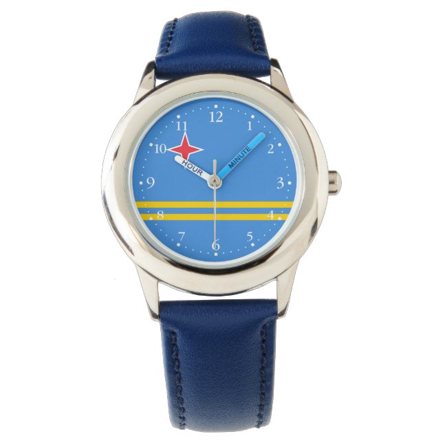 Patriotisk Aruba Flagga Urverk Armbandsur (Framsida)