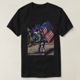 Patriotisk Astronaut Med Amerikansk Flagga T Shirt