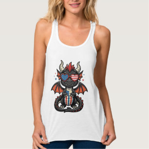 Patriotisk Baby Drak Vintage Vektor T-Shirt Design Linne Med Racerback