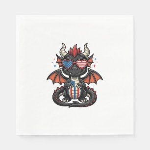 Patriotisk Baby Drakon Vintage Vektor T-Shirt Desi Pappersservett