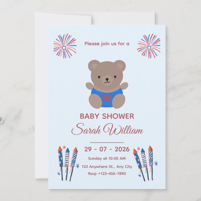 Patriotisk baby shower inbjudan  (Framsida)
