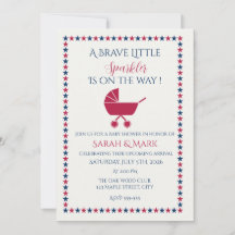 Patriotisk Baby Shower Inbjudan Modig Liten Glänsa