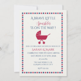 Patriotisk Baby Shower Inbjudan Modig Liten Glänsa