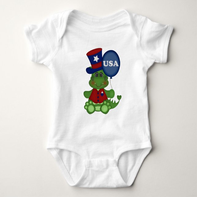 Patriotisk ballong draken baby unisex bodykostdräk tee shirt (Framsida)