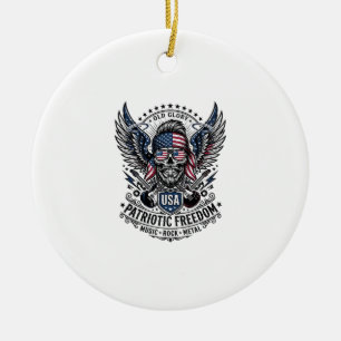 Patriotisk bandana-rocker Old Glory-musik Rock Met Julgransprydnad Keramik