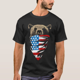 patriotisk bandanna för björn för USA amerikanska T Shirt