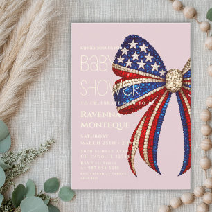 Patriotisk banderoll lyx 4 juli baby shower inbjudningar