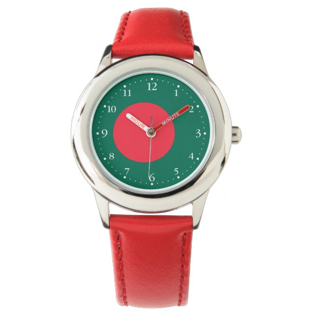Patriotisk bangladeshisk flaggklocka armbandsur (Framsida)