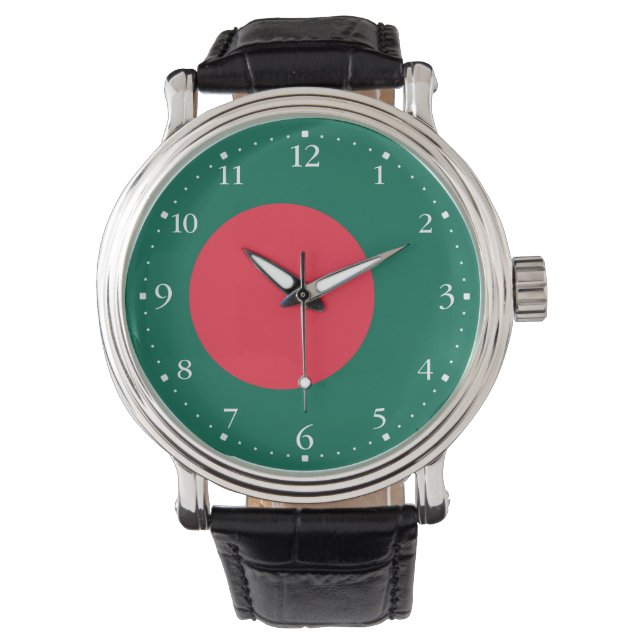 Patriotisk bangladeshisk flaggklocka armbandsur (Framsida)
