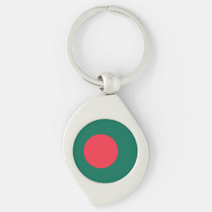 Patriotisk bangladeshisk flaggnyckelring swirl silverfärgad nyckelring