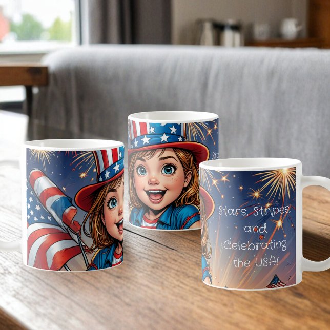 Patriotisk Barn 4 juli Kaffe Mugg (Skapare uppladdad)