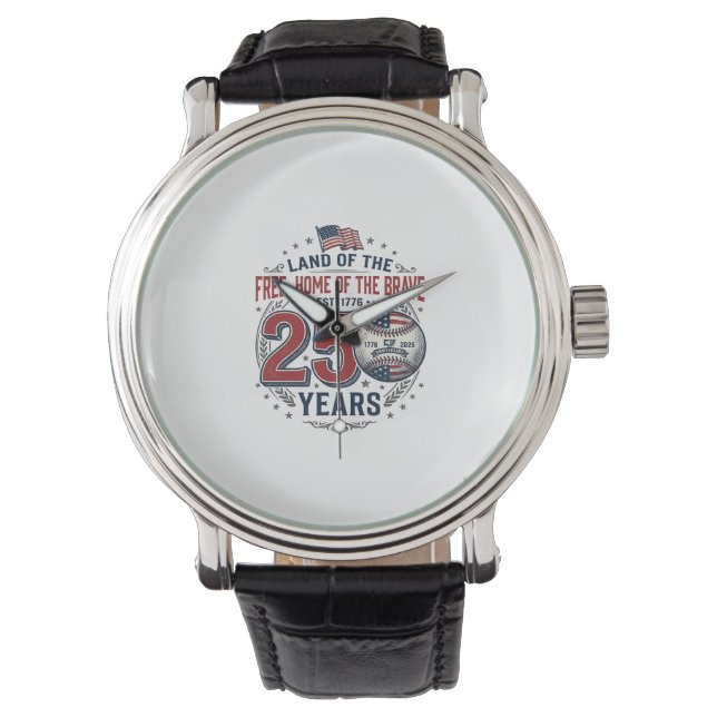 Patriotisk baseboll 250 år gammalt tröjd design_ armbandsur (Framsida)