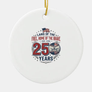 Patriotisk baseboll 250 år gammalt tröjd design_ julgransprydnad keramik