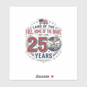 Patriotisk baseboll 250 år gammalt tröjd design_ klistermärken
