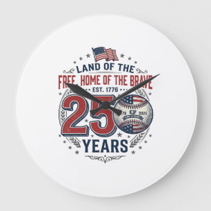 Patriotisk baseboll 250 år gammalt tröjd design_ stor klocka