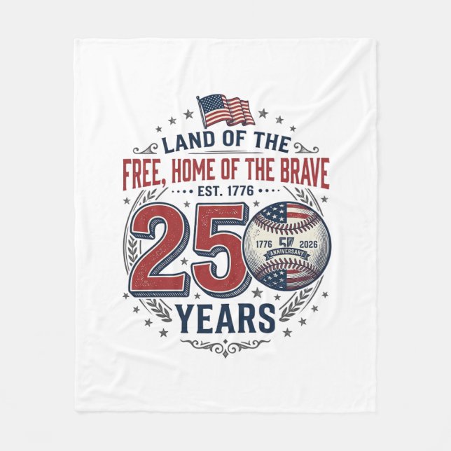 Patriotisk baseboll 250 år gammalt tröjdesign_ fleecefilt (Framsidan)
