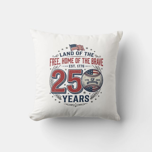 Patriotisk baseboll 250 år gammalt tröjdesign_ kudde (Framsida)