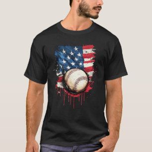 Patriotisk baseboll 4:e juli män pojkar USA Amerik T Shirt