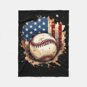 Patriotisk baseboll 4:e juli män USA amerikansk fl Fleecefilt