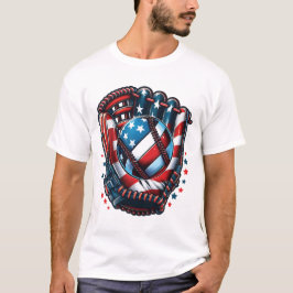 Patriotisk baseboll 4 juli amerikansk flagga USA T Shirt