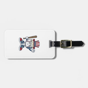 Patriotisk basebollmaskot vinjett gravyr design bagagebricka