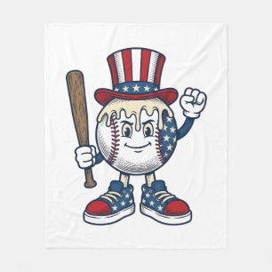 Patriotisk basebollmaskot vinjett gravyr design fleecefilt