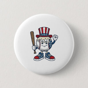 Patriotisk basebollmaskot vinjett gravyr design knapp