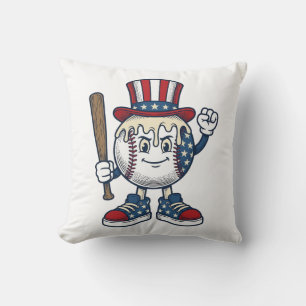 Patriotisk basebollmaskot vinjett gravyr design kudde