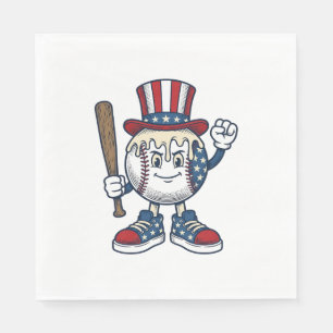 Patriotisk basebollmaskot vinjett gravyr design pappersservett