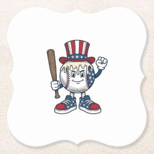 Patriotisk basebollmaskot vinjett gravyr design underlägg papper