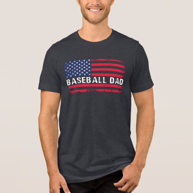 Patriotisk basebollpappaflagga t shirt (Framsida)