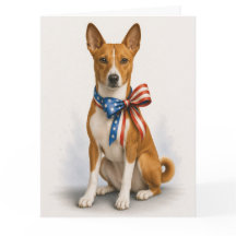 Patriotisk Basenji Lyckönskningskort