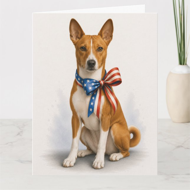 Patriotisk Basenji Lyckönskningskort Kort (Framsida)